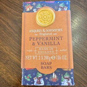 Asquith Somerset Triple Milled Peppermint Vanilla England Set of 2 Soap Bars